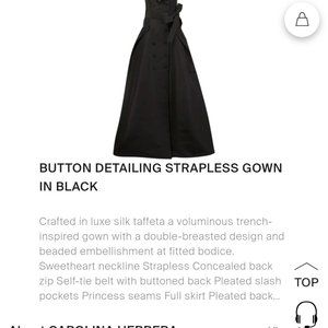 Carolina Herrera button detail strapless gown